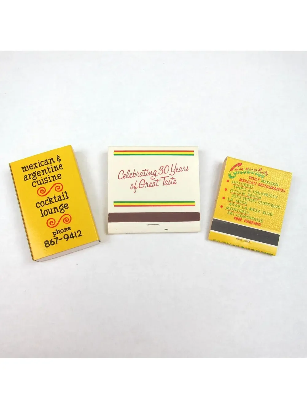 3 Vintage Matchbooks El Gaucho El Torito Consuelos California Mexican Restaurant